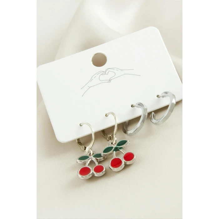 ieg™ 4 Adet Kiraz Mineli Halka Küpe