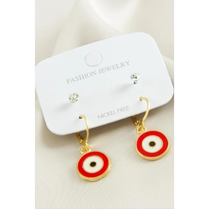 ieg™ 4 Adet Nazar Taşlı Mineli Halka Küpe