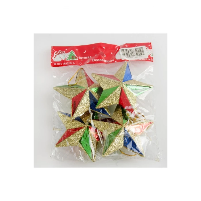 ieg™ 4 Adet Simli Yıldız Yılbaşı Ağaç Süsü 7 cm