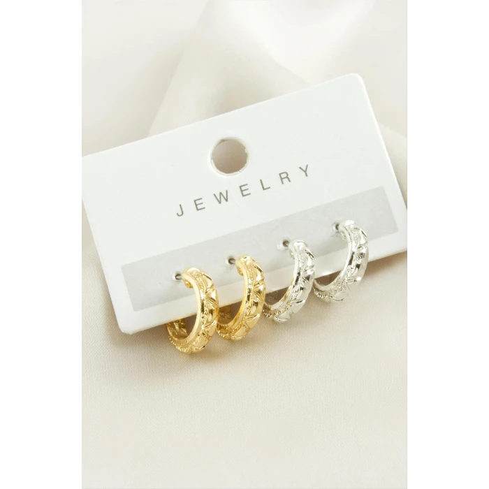 ieg™ 4 Adet Üçgen Desenli Halka Küpe