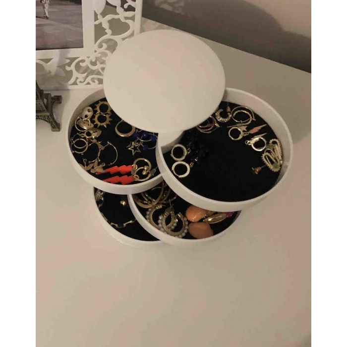 ieg™ 4 Katlı Dönebilen Silindir Takı Ve Makyaj Organizer Kutusu