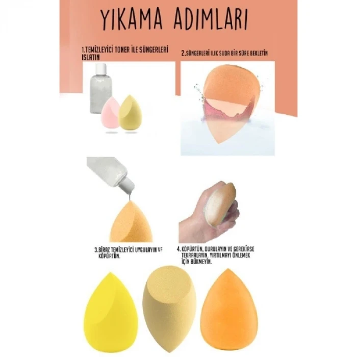 ieg™ 4lü Kapaklı Armut Makyaj Süngeri Seti