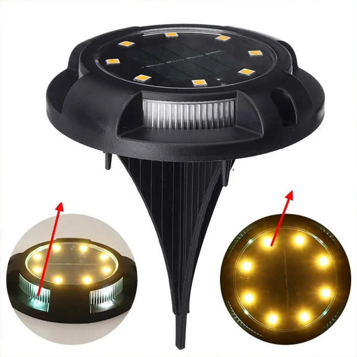 ieg™ 4 lü Solar Panelli Kazıklı Zemin Solar Ledi 8+4 Led Gün Işığı
