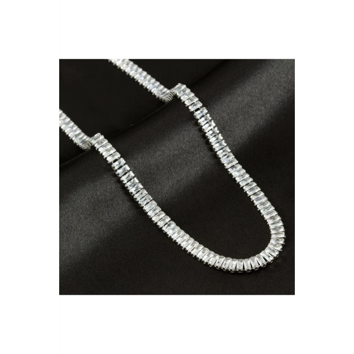 ieg™ 4 mm Baget Taşlı Zirkon Lüks Çelik Kolye