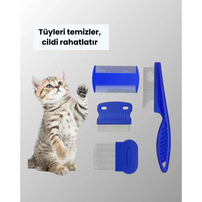ieg™ 4 Parçalı Evcil Hayvan Tarak Seti – Paslanmaz Çelik Dişli, Ergonomik Saplı