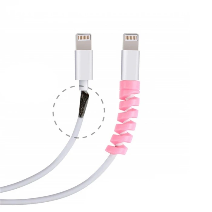 ieg™  4lü Apple, Android Şaj Kablosu Koruyucu Silikon Spiral Yay Aparat
