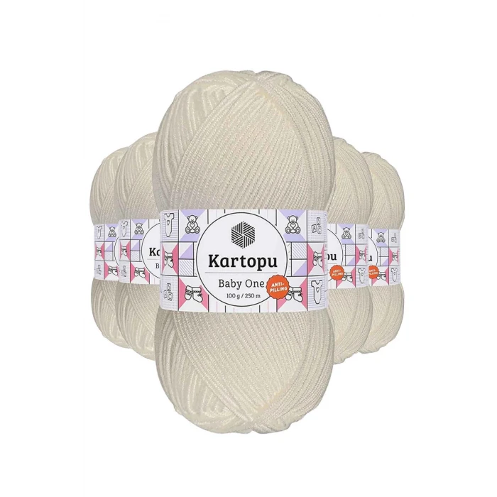 İEG 5 Adet Baby One Tüylenmeyen El Örgü İpi Yünü Kırık Beyaz K019