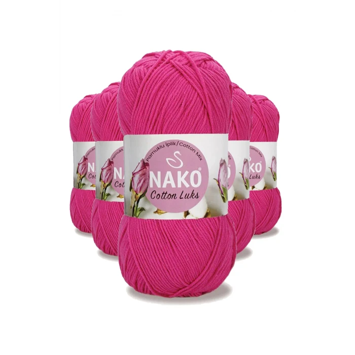 İEG 5 Adet Cotton Lüks Yelek Tunik Kazak Bluz Hırka İpi Yünü Fuşya 97572