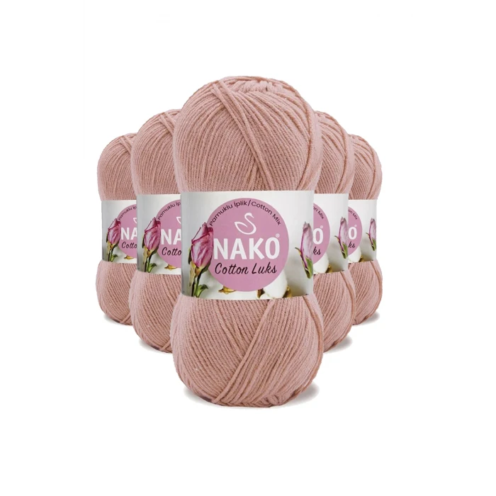 İEG 5 Adet Cotton Lüks Yelek Tunik Kazak Bluz Hırka İpi Yünü Pudra 97545