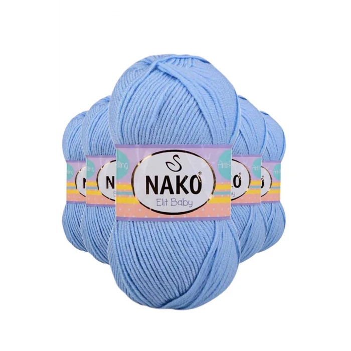 İEG 5 Adet Elite Baby El Örgü İpi Tüylenmeyen Bebek Yünü Mavi 10305