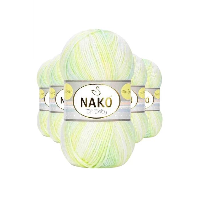 İEG 5 Adet Mini Batik Bebe El Örgü İpi Sarı Yeşil 32424