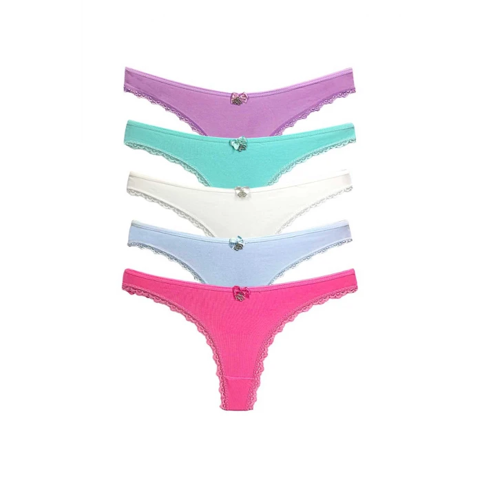 ieg™ 5 Adet Pamuklu Kadın Klasik Dantelli String Tanga