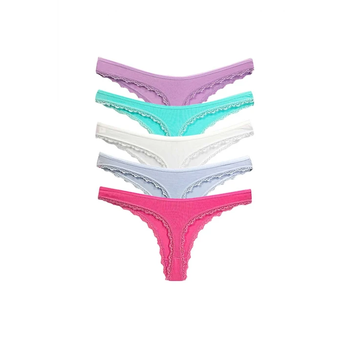 ieg™ 5 Adet Pamuklu Kadın Klasik Dantelli String Tanga