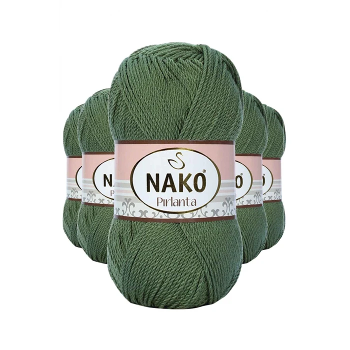 İEG 5 Adet Pırlanta Amigurumi El Örgü İpi Yünü Haki Yeşil 11253