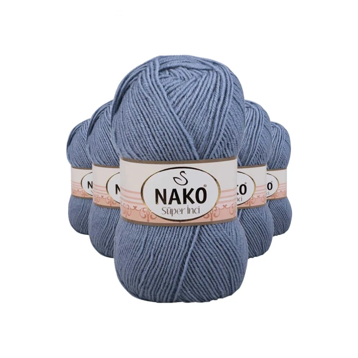 İEG 5 Adet Süper İnci El Örgü İpi 100 gr Kot Mavi 1986