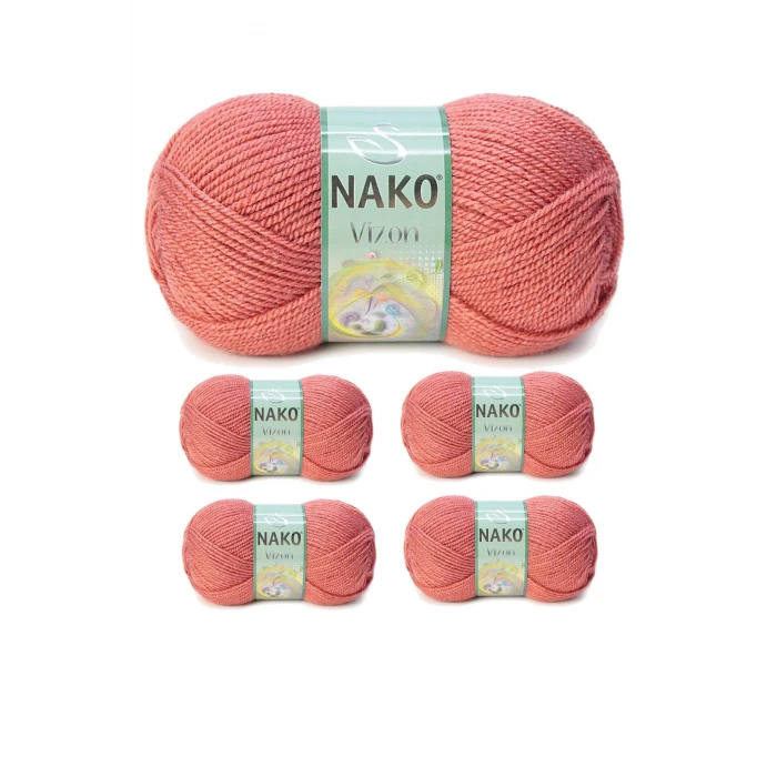 İEG 5 Adet Vizon Premium Akrilik El Örgü İpi Yünü Renk No:2574 Gül Kurusu