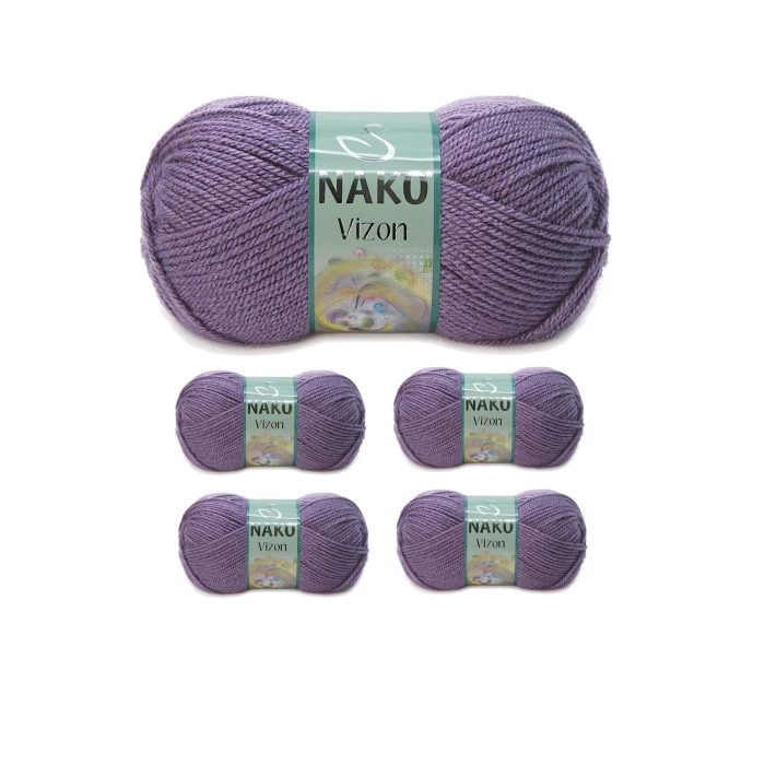 İEG 5 Adet Vizon Premium Akrilik El Örgü İpi Yünü Renk No:6684 Açık Mürdüm