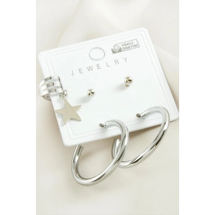 ieg™ 5 Adet Yıldız Boru Halka Küpe 2,5 cm