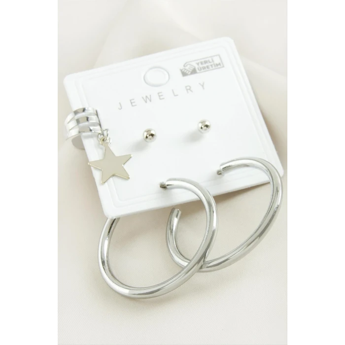 ieg™ 5 Adet Yıldız Boru Halka Küpe 3,5 cm