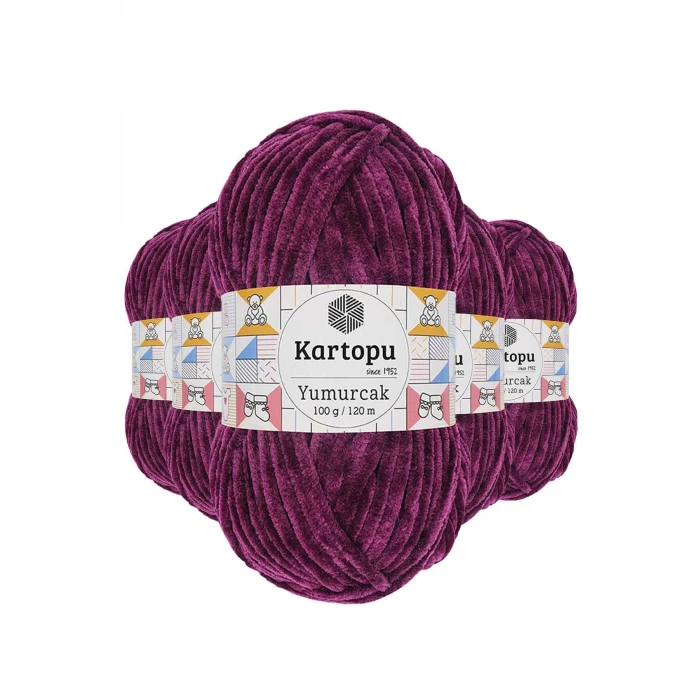 İEG 5 Adet Yumurcak Kadife El Örgü İpi Mürdüm K726