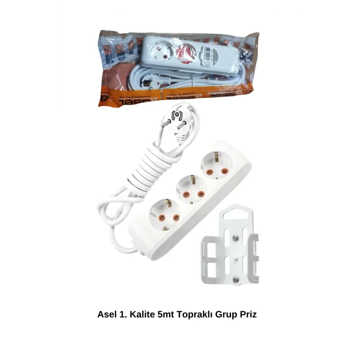 ieg™ 5 Metre Askı Aparatlı Topraklı 3lü Grup Priz -AST305