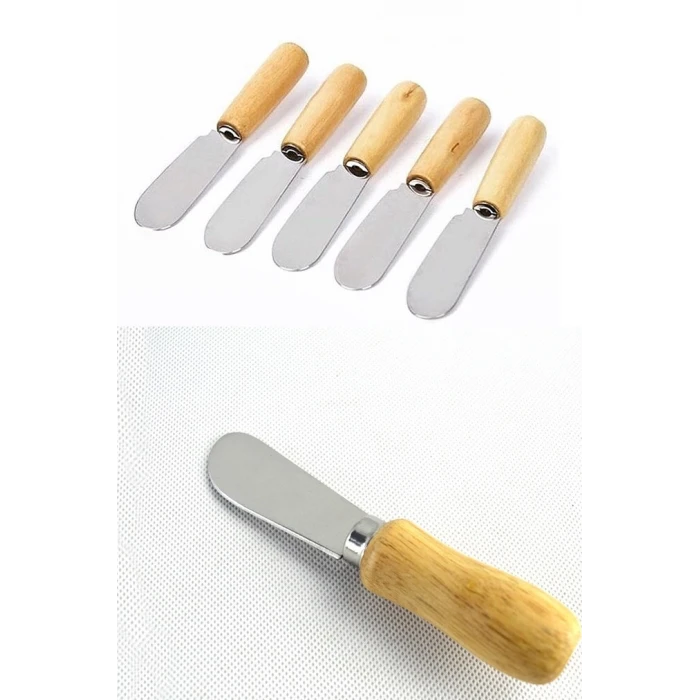 ieg™ 5 Parça Bıçaklı Tereyağı Bıçağı - Mini Spatula Ahşap Saplı Set