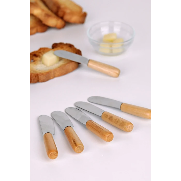 ieg™ 5 Parça Bıçaklı Tereyağı Bıçağı - Mini Spatula Ahşap Saplı Set