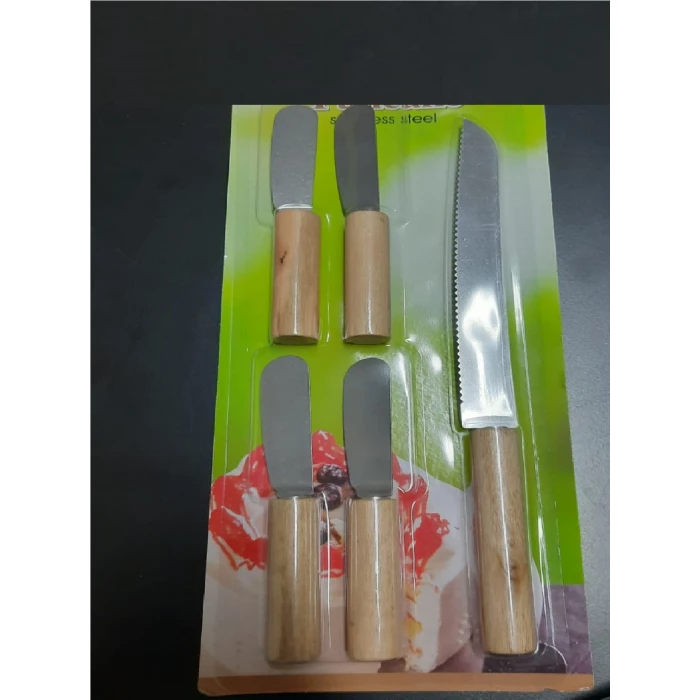 ieg™ 5 Parça Bıçaklı Tereyağı Bıçağı - Mini Spatula Ahşap Saplı Set