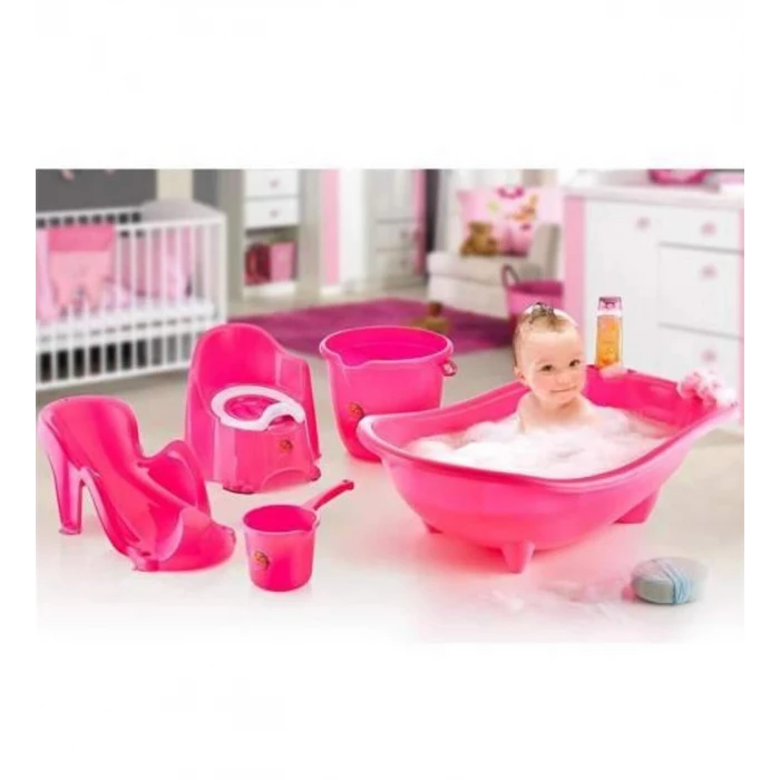 İEG 5 Parça Oturaklı Bebek Bakım Yıkama Seti Pembe