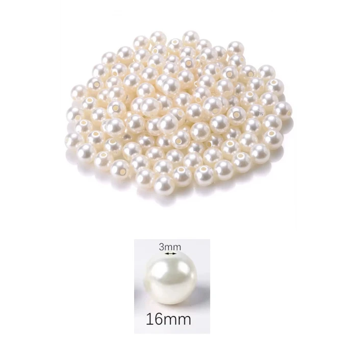 İEG 500 gram 16mm Krem Renk Plastik İnci Boncuk Çanta ve Takı Yapım Boncuğu (~170 adet)