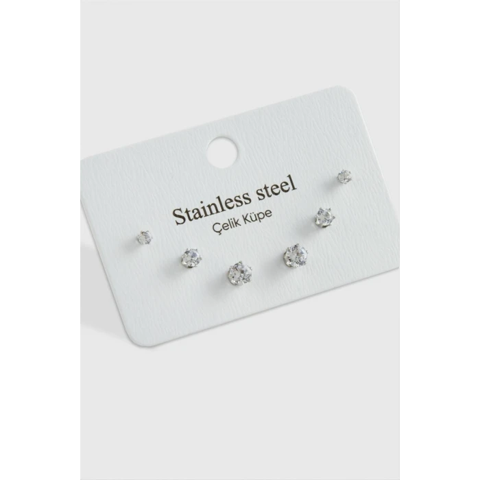 ieg™ 6 Adet Zirkon Tek Taşlı Çelik Küpe
