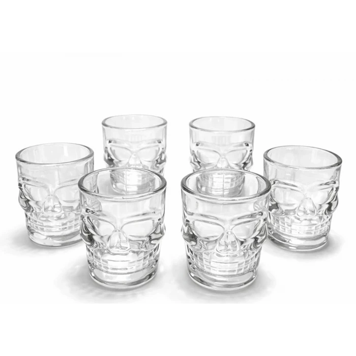 ieg™ 6lı Kurukafa Şeffaf Cam Shot Bardağı Seti 9x8 cm
