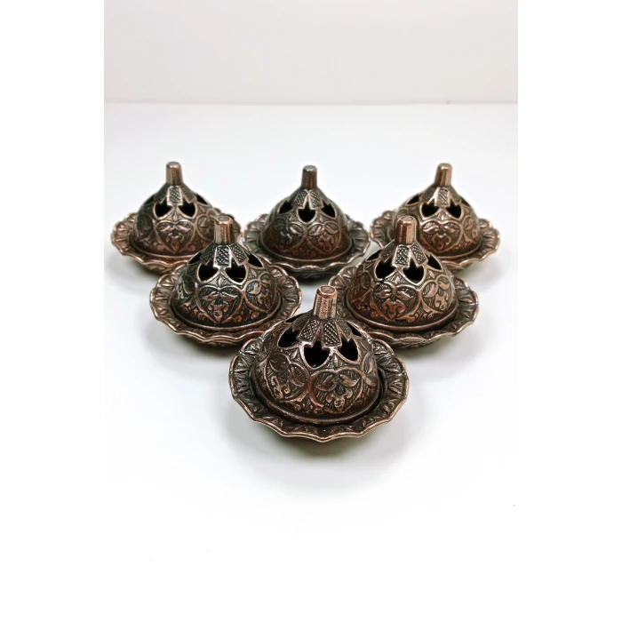 İEG 6 Lı Mini Eskitme Osmanlı Temalı Koyu Renk Lokumluk Sunum