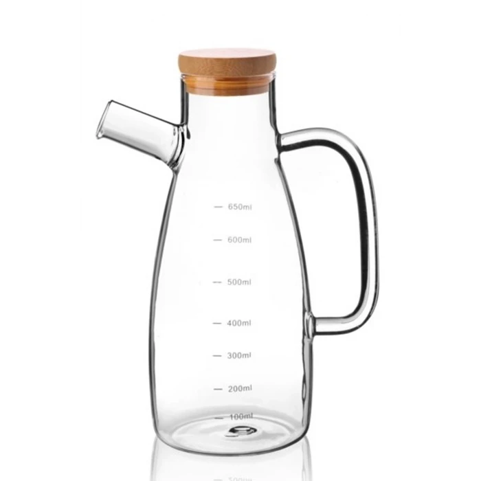ieg™ 650 Ml Bambu Kapaklı Cam Yağdanlık -70086