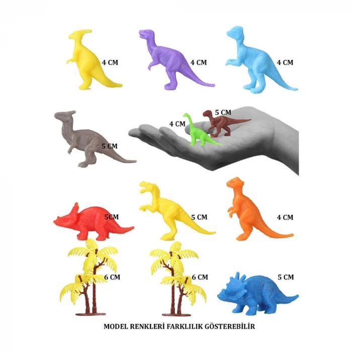 ieg™ 683 Toy Play 12 Parça Renkli Mini Dinozor Figür Seti 4-6 cm