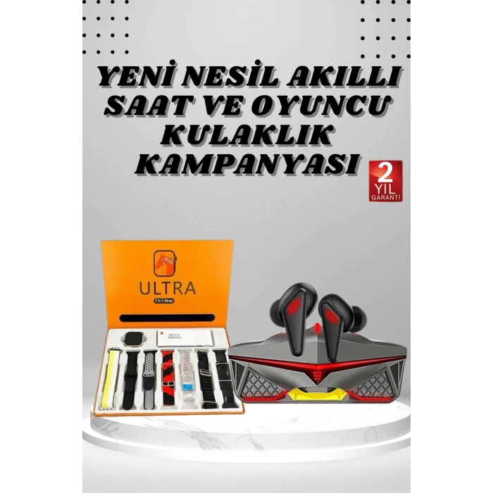 ieg™ 7 Kordonlu Akıllı Saat Ve Oyuncu Kulaklığı Bluetooth Bağlantılı Android Ve İos Uyumlu