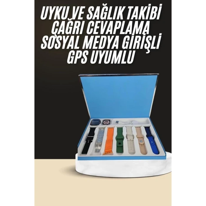 ieg™ 7 Kordonlu Unisex Akıllı Saat Çoklu Kordon Seçeneği Amoled Ekran