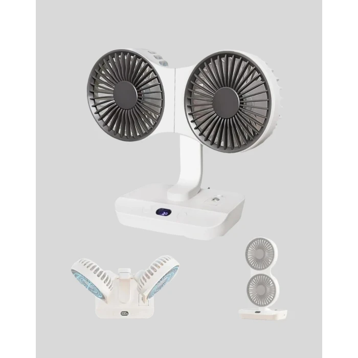 ieg™ 720° Döner Çift Taraflı Masaüstü Vantilatör – USB Şarjlı Sessiz Fan