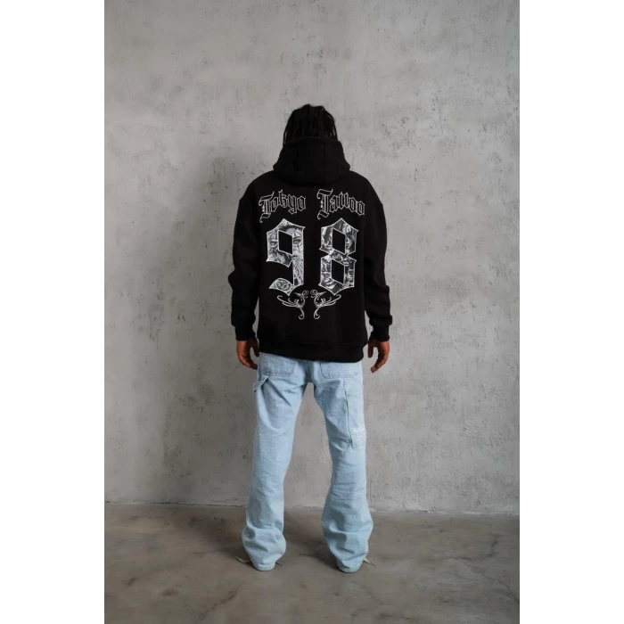 ieg™      98 Baskılı Kapşonlu Sweat - Siyah -