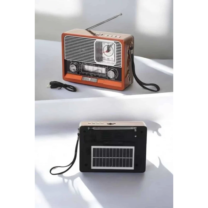 ieg™ Ahşap Görünümlü Retro Bluetooth Radyo USB,AUX Ve SD Kart Girişli