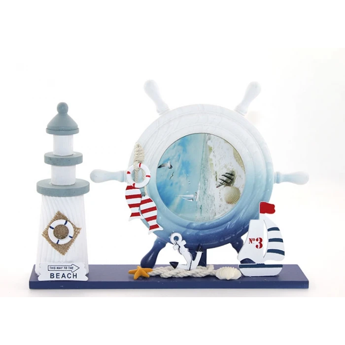 ieg™ Ahşap Marin Deniz Feneri Dümenli Çerceve Model 1