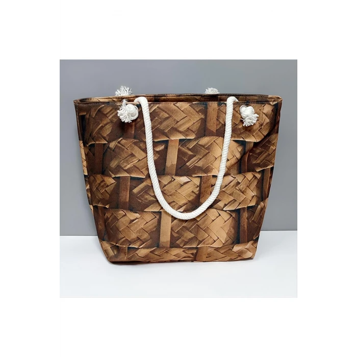 ieg™ Ahşap Örme Desenli Plaj Çantası