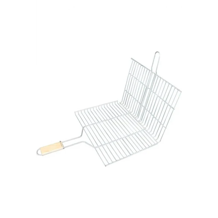 İEG Ahşap Saplı Mangal Izgarası Galvanizli Paslanmaz Kafes Demir 30 x 40 cm