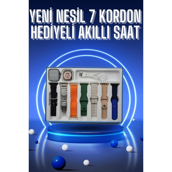 ieg™ Akıllı Saat 7 Kordon Hediyeli Takvim Alarm Nabız Ölçer Bildirim Görme Sesli Görüşme