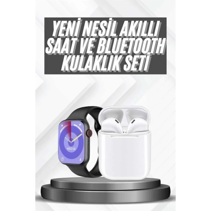 ieg™ Akıllı Saat Gümüş Kasa Bluetooth Kulaklık Hediyeli Çok Fonksiyonlu İkili Set