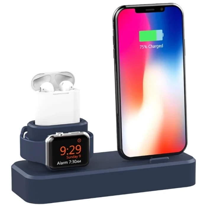 ieg™ Ally 3in1 Charging Base İphone+ İwatch+ İpods Silikon Şarj Standı