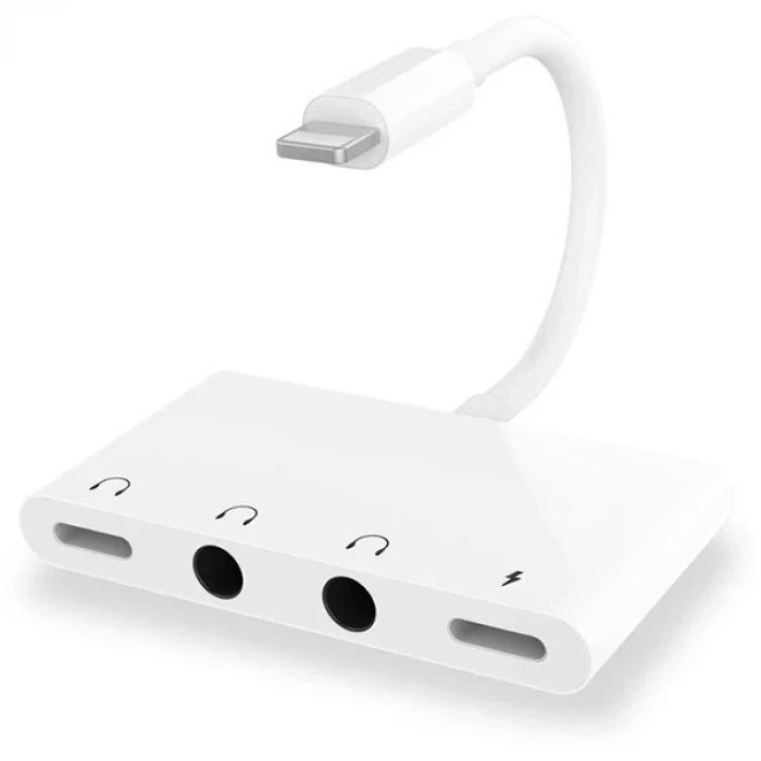 ieg™ Ally İphone 14-13-12-11 4in1 Otg Ses Adaptörü Çift Dc 3.5mm Jack