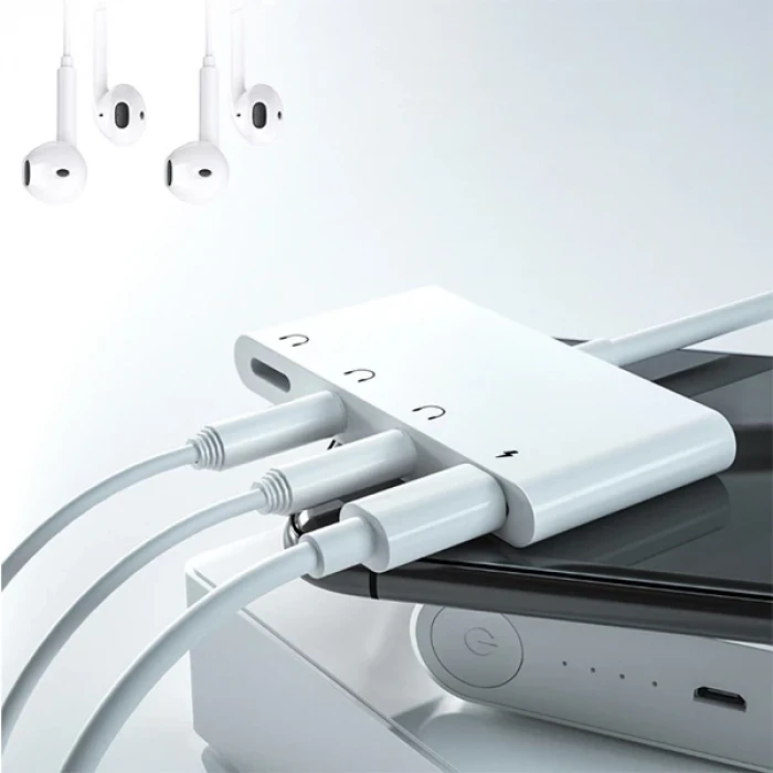 ieg™ Ally İphone 14-13-12-11 4in1 Otg Ses Adaptörü Çift Dc 3.5mm Jack