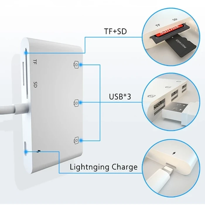 ieg™ Ally İphone Lightning To Tfsd Card Reader Usb 3.kamera Adaptörü