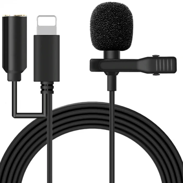 ieg™ Ally İphone Lightning Yaka Mikrofonu+3.5mm Jack Profesyonel Youtuber Mikrofonu